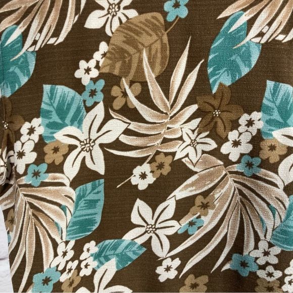 Alfred Dunner Boxy Collard Brown Floral Button Up Short Sleeve Top SZ 14P EUC - Picture 6 of 8